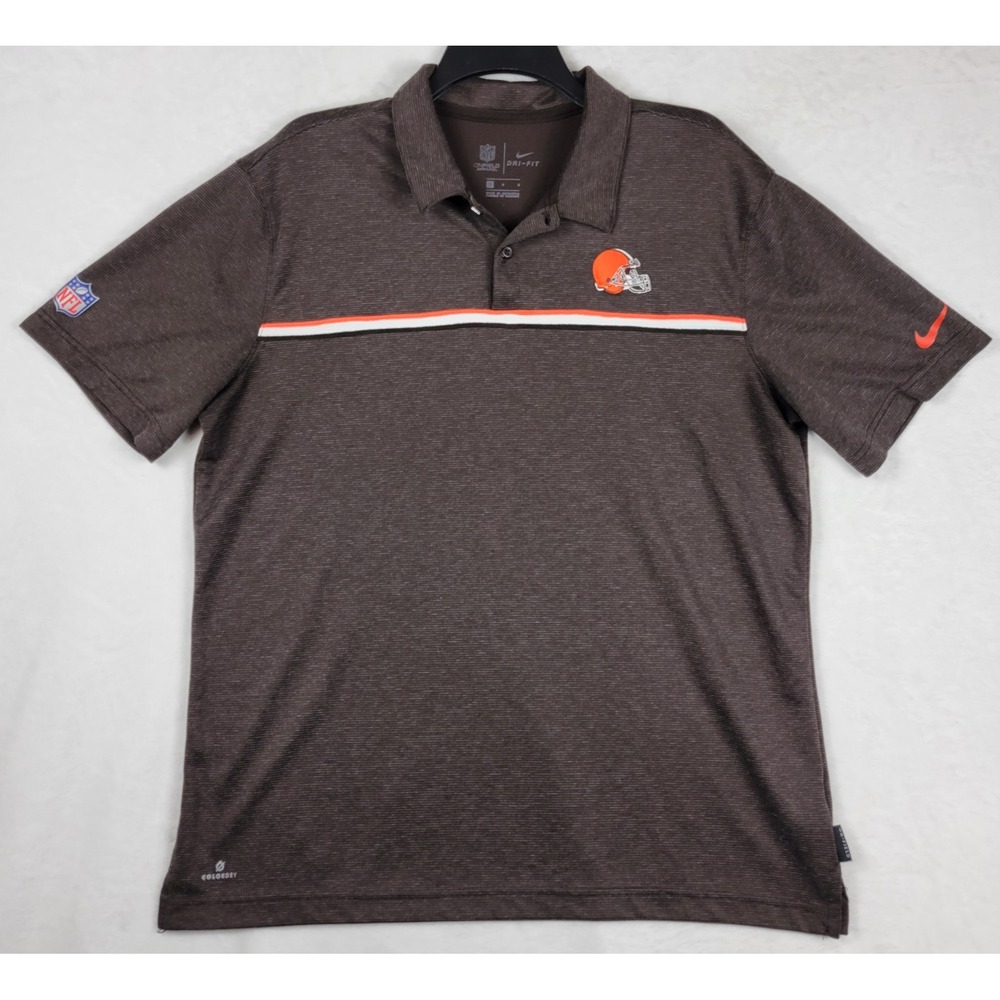 Nike NFL Cleveland Browns Dri-Fit Golf Polo Shirt Men's Large Color Dry On Field